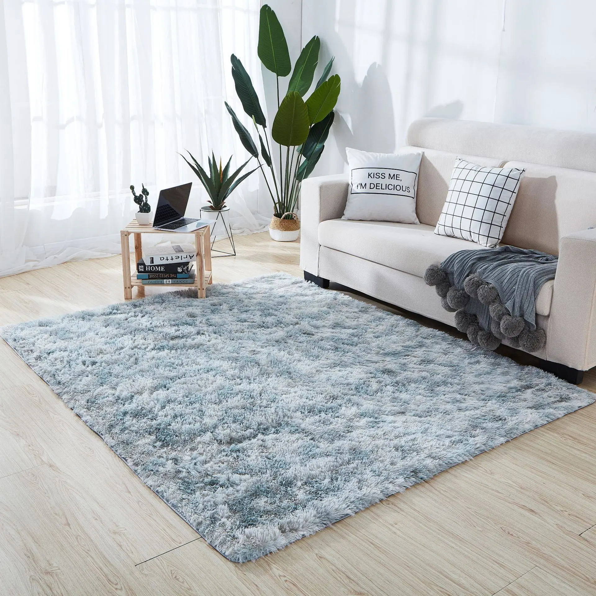 

Thickened Plush Tie-dyed Silk Wool Carpet Mat Living Room Bedroom