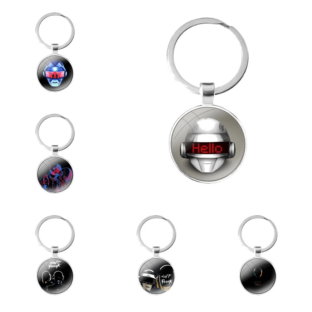 

Cartoon Fashion Creative Design Daft Punk glass cabochon keychain Car key chain Charms keychains Gifts