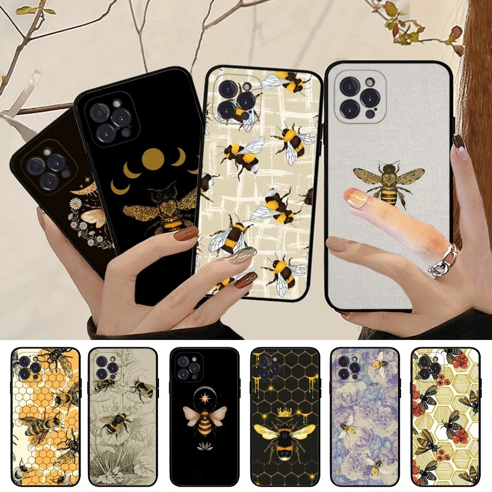 Чехол для телефона с мультяшным пчелиным художественным принтом iPhone 14 11 12 13 Mini Pro