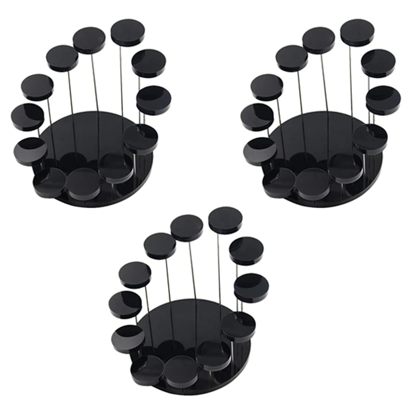 

3X Fashion Multi-Layer Acrylic Ring Display Rack Earring Holder Pendant Gemstone Showcase Jewelry Display Stand Black