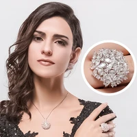 cute flower ball ring zircon full crystal flower ring for women wedding