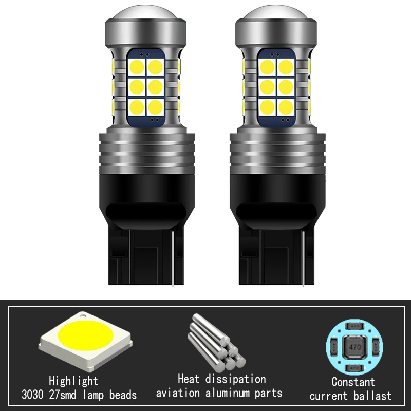 2pcs Car LED Reverse Light Bulbs Backup Lamp W21W 7440 T20 Canbus Free Error For Ford Kuga 3 2019-2021 Ranger Explorer 2013-2019 |