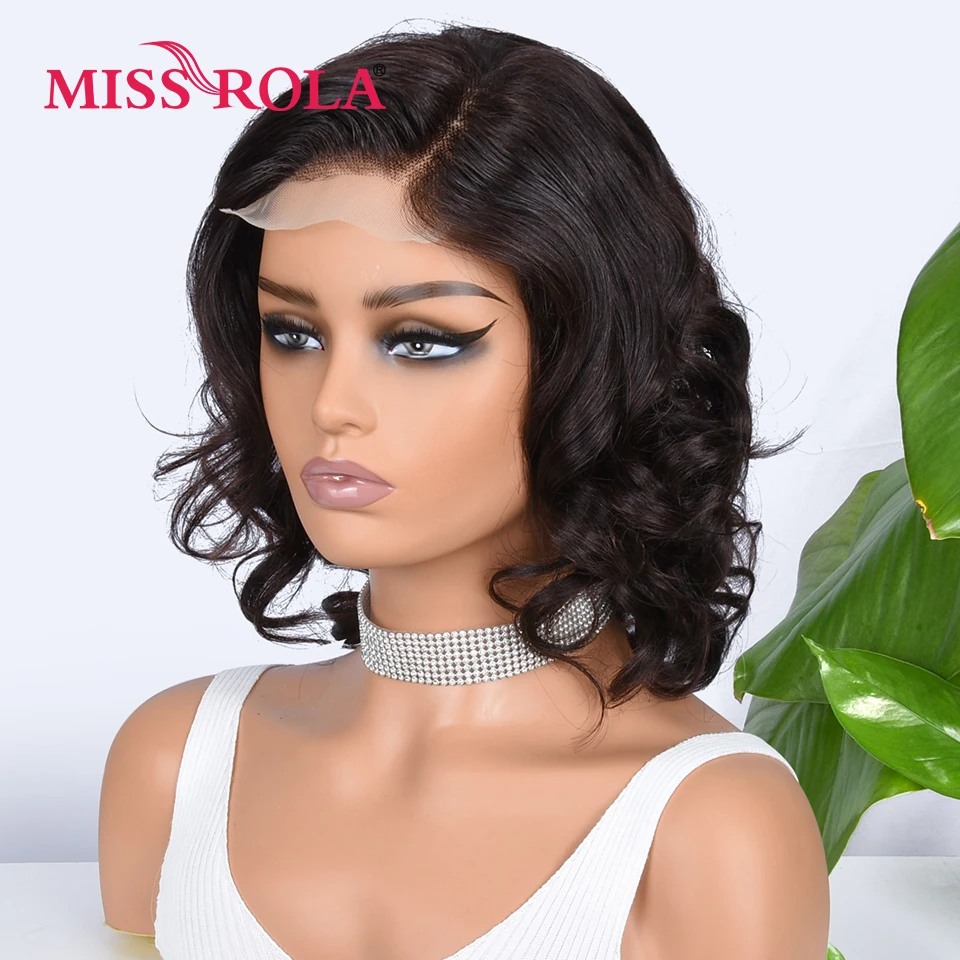 Miss Rola Loose Wave 4*4 Lace Closure Human Hair Wigs 180% Density Pre Plucked Baby Hair Brazilian Remy  Curly Hair Wigs