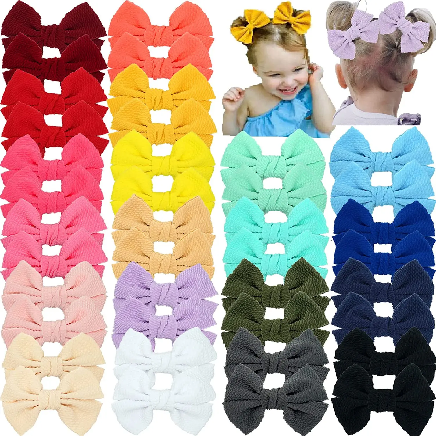 

40 Pieces 4" Baby Girls Twill Ribbon Hair Bows With Alligator Clips Hair Barrettes for Toddlers Kids Teens In Pairs