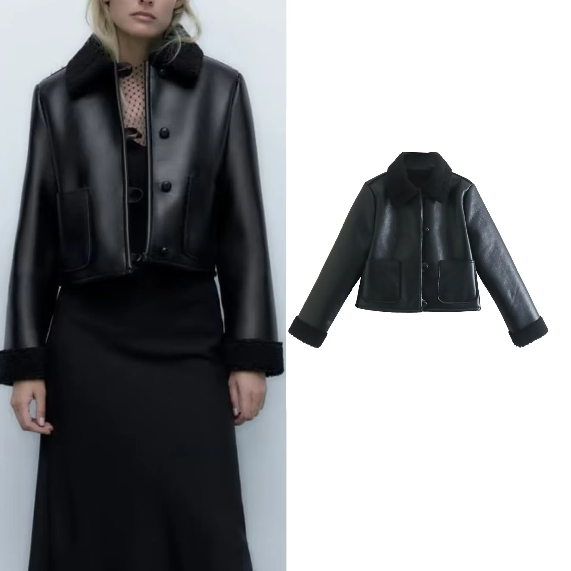 

Новое поступление осенней европейской и американской уличной моды ZR, куртка из искусственной кожи, женская одежда
