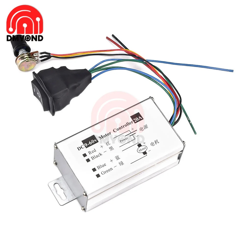 Контроллер скорости двигателя постоянного тока 9V-60V 12V 24V 36V 48V 60V модулятор ширины импульса двигателя 20A 1200W PWM монитор регулятор диммера