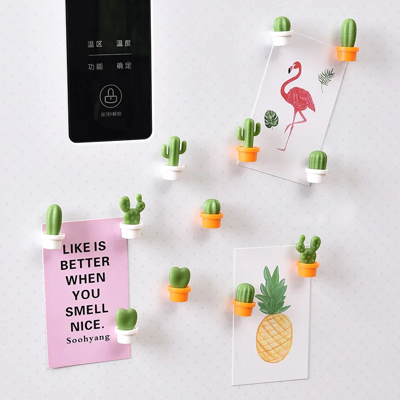 

12pcs Cactus Fridge Magnet Refrigerator Magnetic Sticker 3D Cute Succulent Plant Message Board Reminder Home Kitchen Decorations
