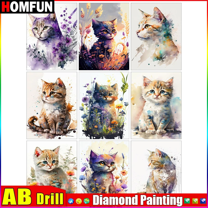 Алмазная вышивка HOMFUN AB 5D сделай сам картина с животными кошками Настенная