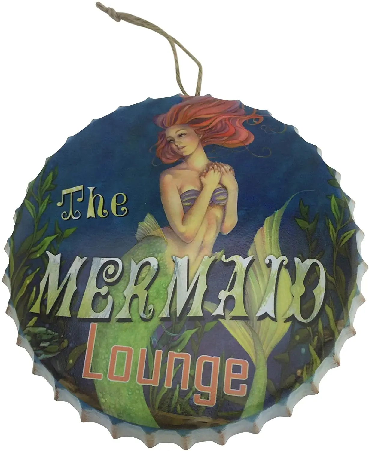 

Mermaid Lounge Metal Bottle Cap Hanging Sign for Bar