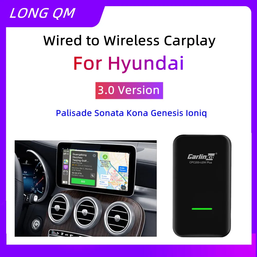 

Carlinkit 3.0 Wireless CarPlay USB Adapter For Hyundai Palisade Sonata Kona Genesis Ioniq Grandeur Mistra Tucson Accent Azera