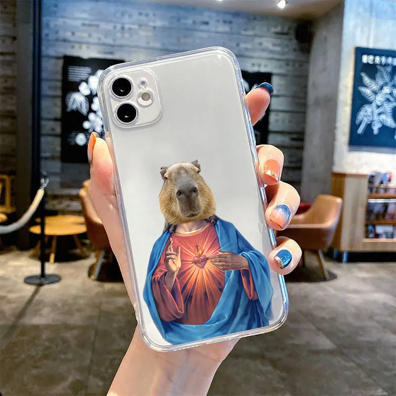 

Cartoon Capybara Clear Case for iPhone 14 13 12 11 Pro Max X Xs Max XR SE 2020 8 7 6s Plus Soft Cover