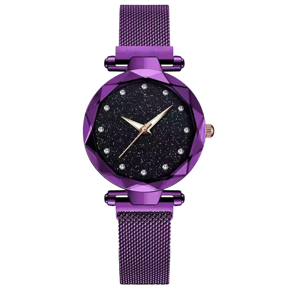 

Luxury Starry Sky Stainless Steel Mesh Bracelet Watches For Women Crystal Analog Quartz Wristwatches Ladies Sports Dress Cloc