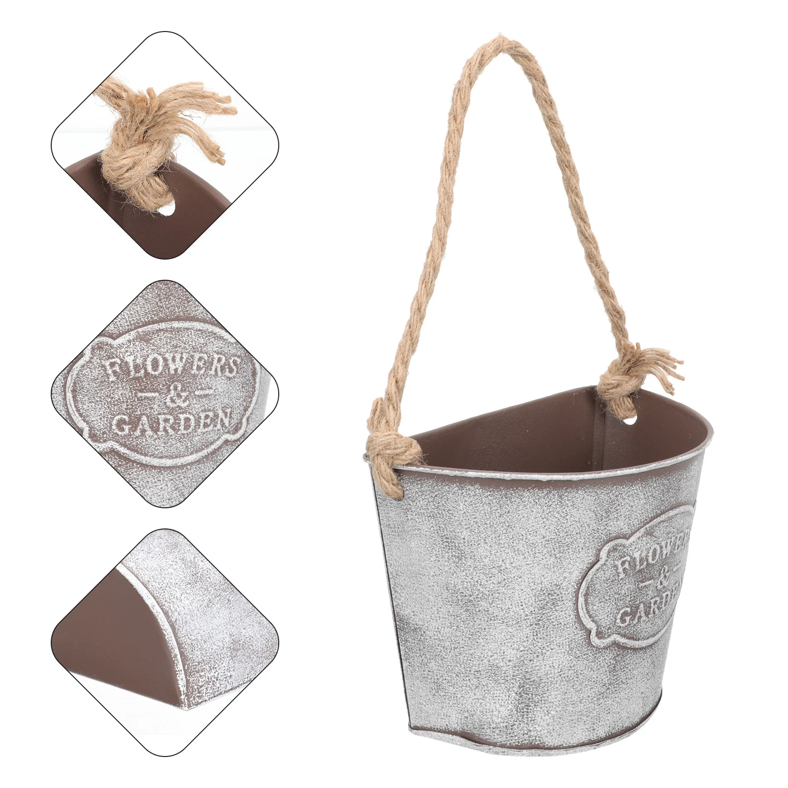 

Hanging Planter Outdoor Tin Wall Flower Pot Vintage Flowerpot Iron Decorate Home