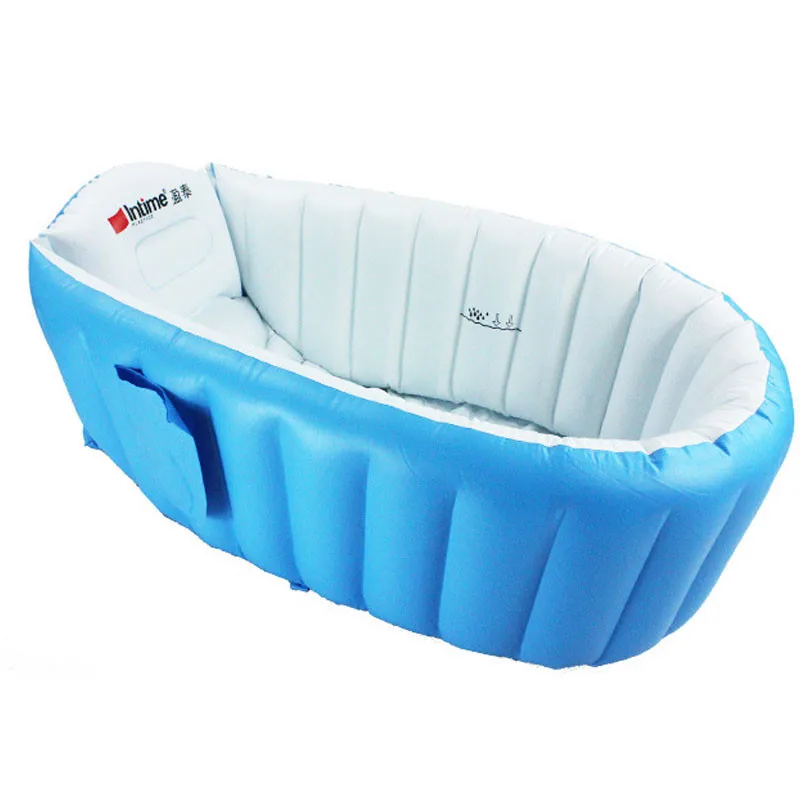 New Style Portable bathtub inflatable Children bath tub bottom Cushion winner keep warm folding With Air Pump Baby Bathroom Use