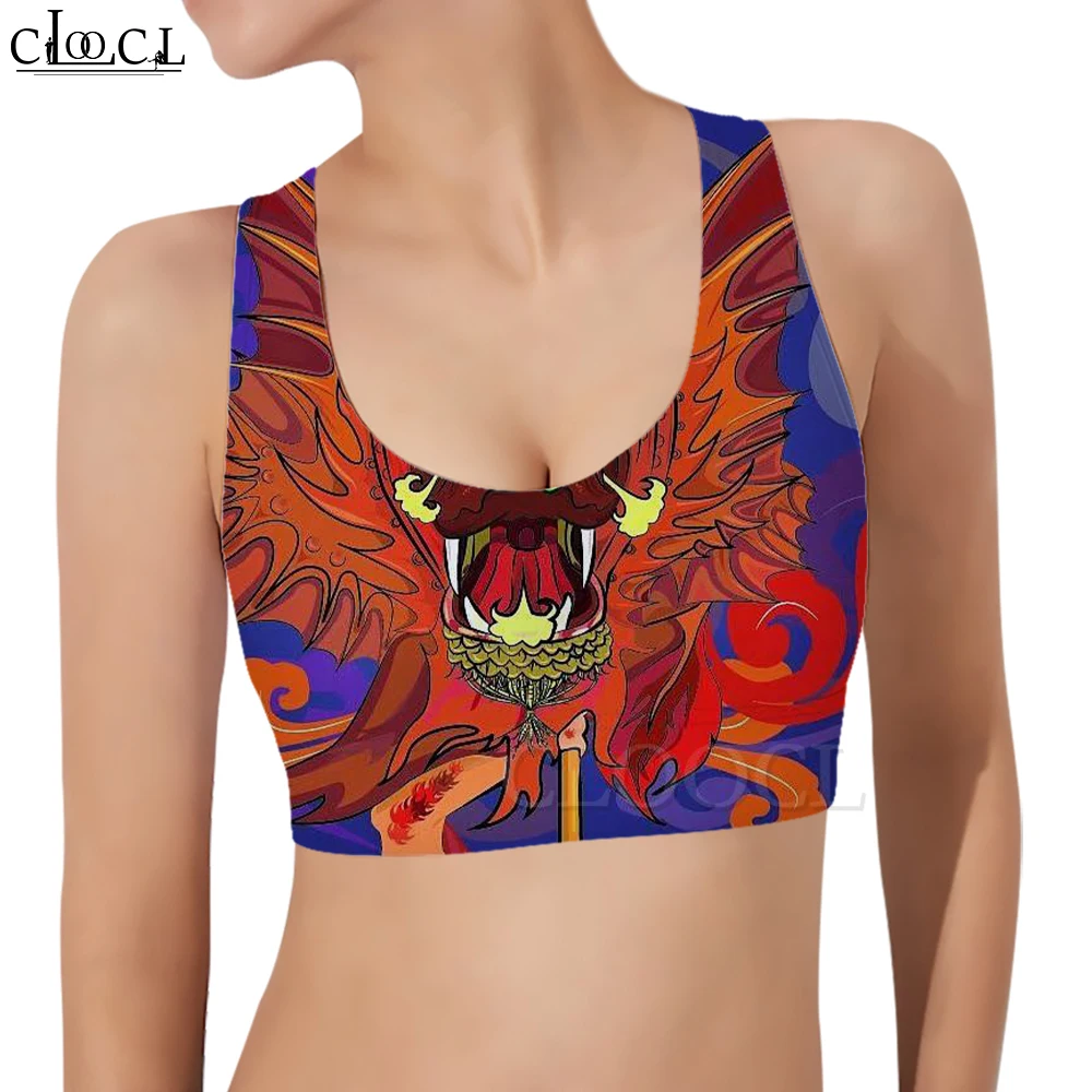 

CLOOCL Women Sports Vest Chinese Giant Dragon 3D Pattern Tank Top Female Fashion Casual Yoga Fitness Bra