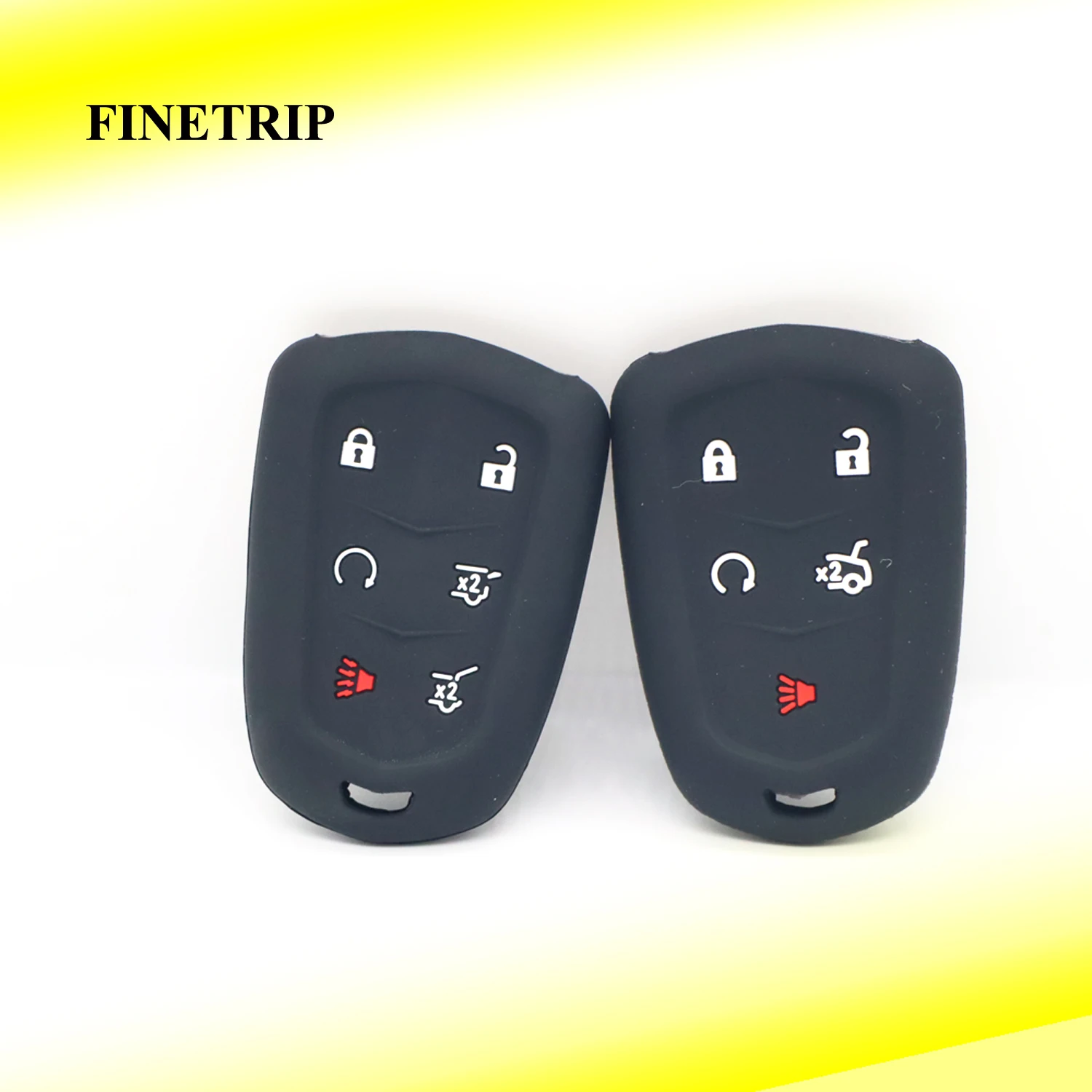 

SaveCost Silicone Rubber 5/6 Buttons Remote Car Key Case Shell For Cadillac SRX CTS ATS XTS Escalade ESV Keyless Entry Smart FOB