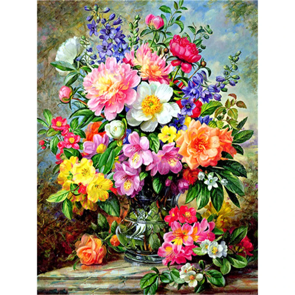 

Flower Bouquet DIY 14CT Embroidery Cross Stitch Kits Craft Needlework Set Printed Canvas Cotton Thread Home Decoration Sell