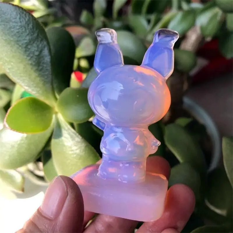

White Opalite Hand-carved Cartoon Crystal Healing Stone Home Decor Creative Christmas Gifts For Kids Children