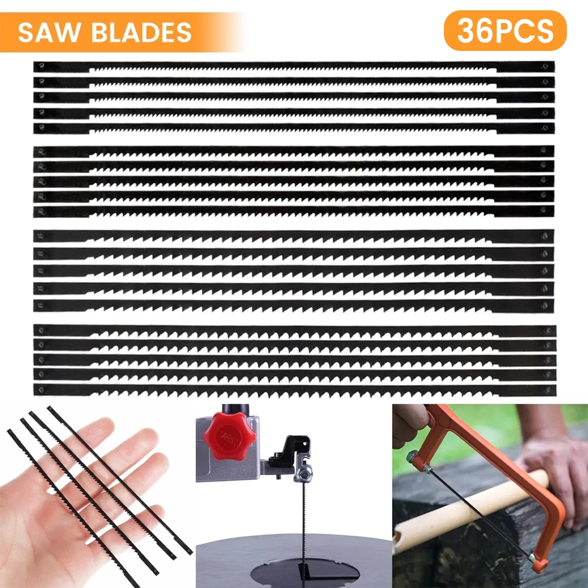 

36pcs Scroll Saw Blade Assortment Pin End 127mm Skip Tooth Carbon Steel Scroll Saw Blades 10TPI/15TPI/18TPI/24TPI