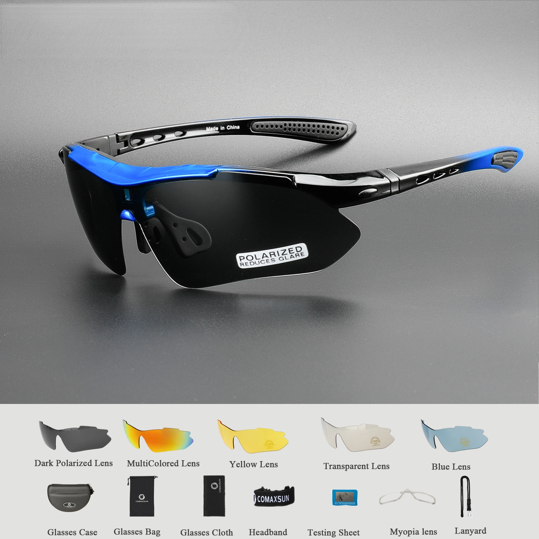 

Professional Polarized Cycling Glasses Bike Goggles Outdoor Sports Bicycle Sunglasses UV 400 With 5 Lens TR90 2 Style