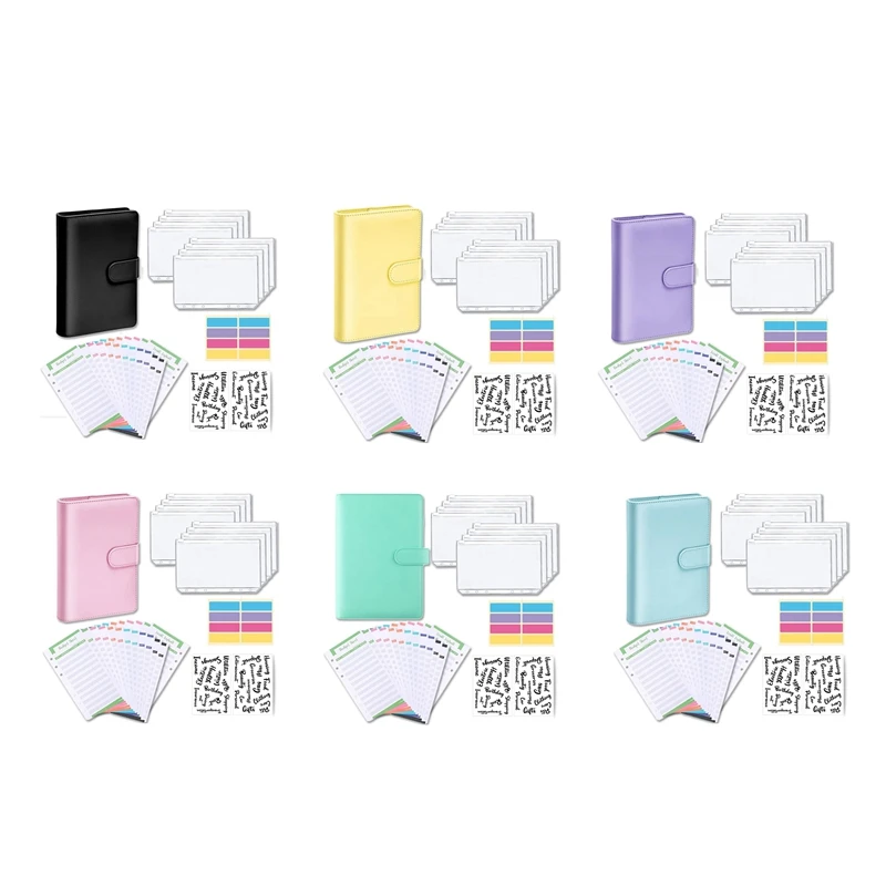 

Папка для блокнотов A6 с чехлом из искусственной кожи, 8 пластиковых карманов и 24 бюджетных листа