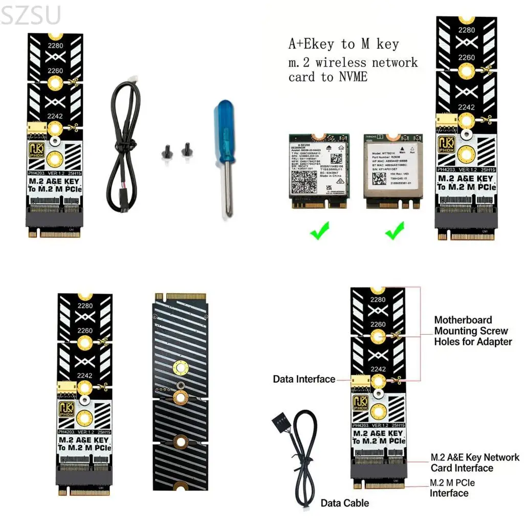 Фото SZSU Теплоэффективные преобразователи M.2 в NVME для карт Wi-Fi, обеспечивающие гибкое расширение устройств и стабильное №1