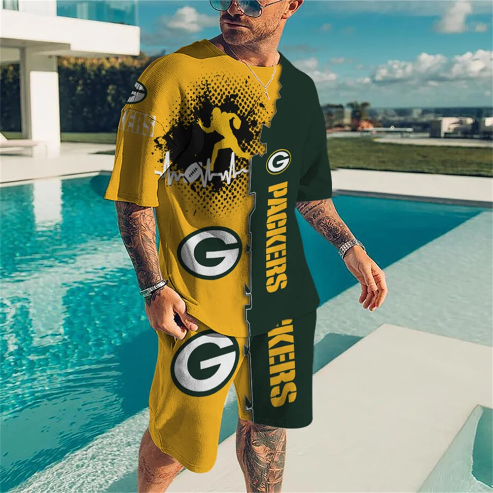 

Summer Color 2 Piece Sets 3d Printed Men's Tracksuit Oversized T Shirts Clothes Retro Beach Style Men Suit Tshirt Shorts
