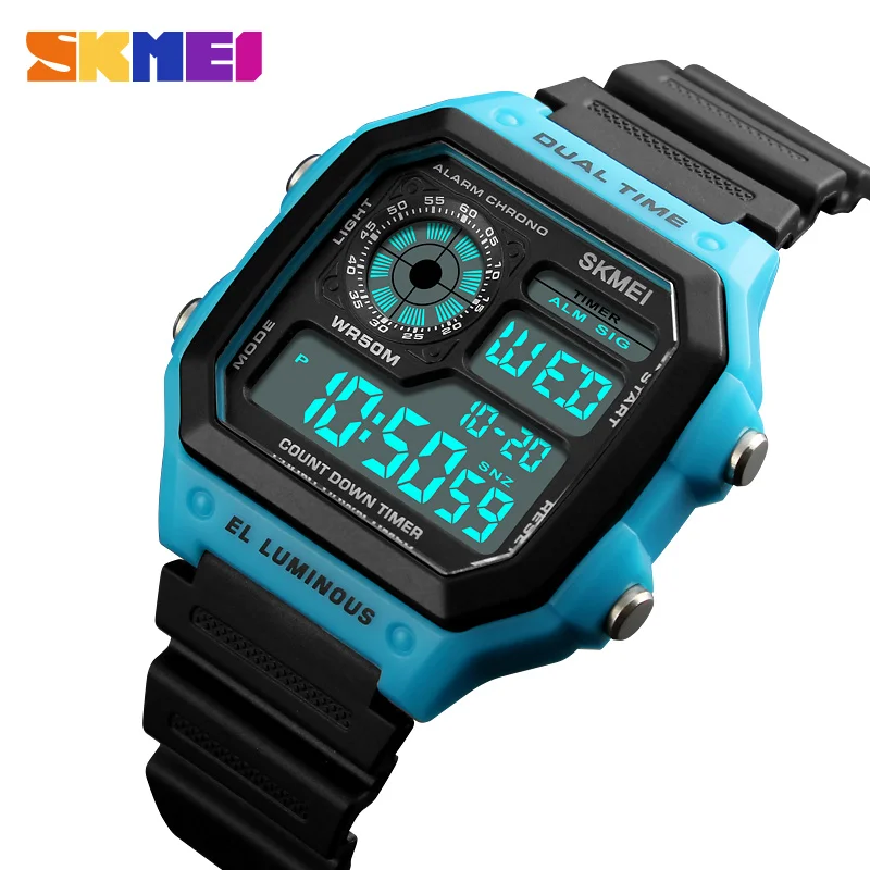 

Wholesale 10pcs/ lot Men's Sports Watch Square Dual Time LED Digital Watches Male Clocks Relojes Deportivos