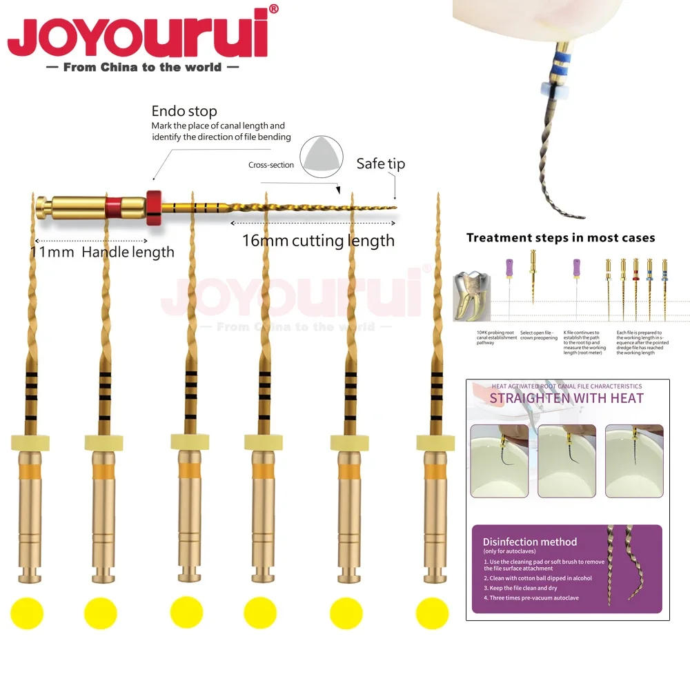 JOYOURUI Золотые эндофайлы для стоматологического двигателя 6 шт.