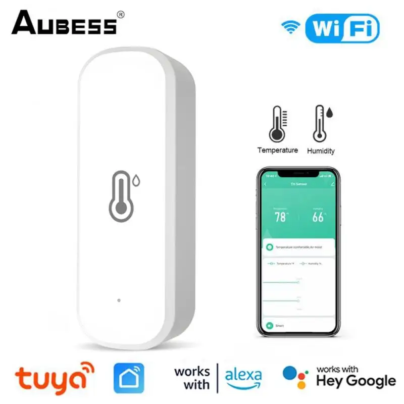 

Aubess Tuya Smart WiFi Temperature Humidity Sensor Indoor Thermometer Hygrometer Smart Life Support Alexa Google Assistant APP