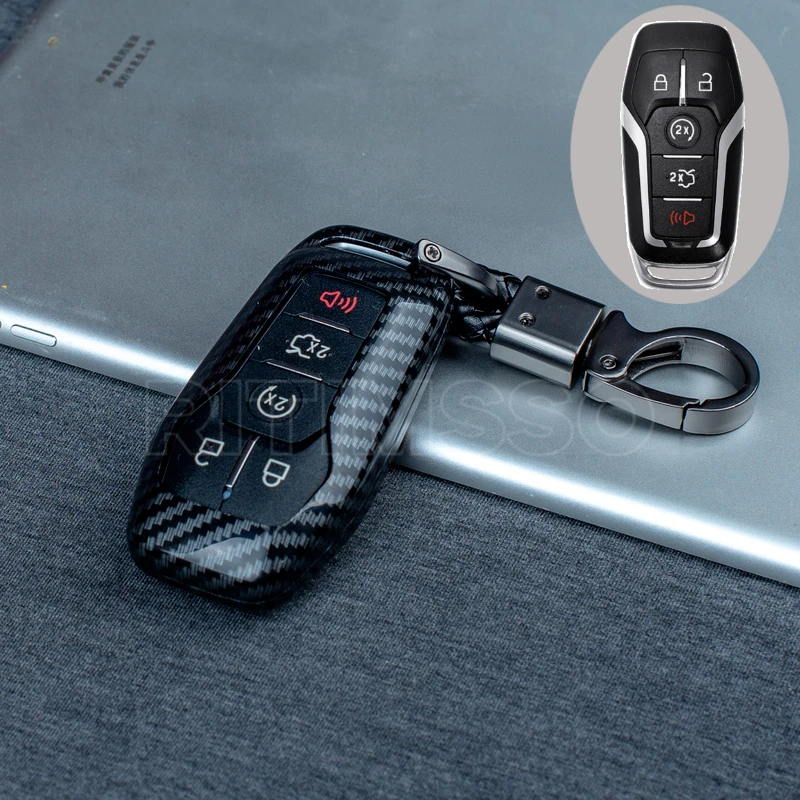 

Новый карбоновый чехол для ключей из АБС-пластика для Ford Fusion Mondeo Mustang F-150 Explorer Edge 2015 2016 2017 2018, автомобильные аксессуары