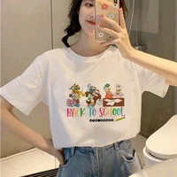 disney mickey mouse and donald duck book club cartoon characters hd print trend short sleeve crew neck fashion white t shirt