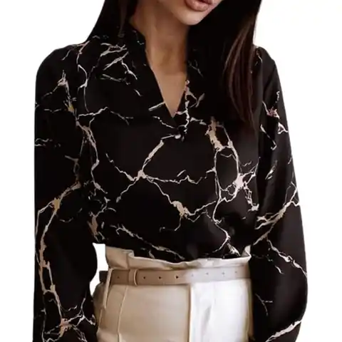 Women Printed Blouse Long Sleeve Ruffles Blouse V-Neck Long Sleeve Shirts for women Tops Autumn Blusa блузка женская