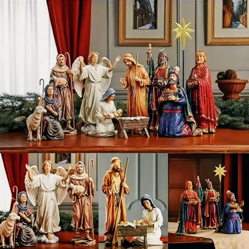 

Подарки три короля, реальная жизнь, Набор рождественских фигурок Рождества, рождественские статуи рождественской тематики, рождественские украшения, украшения для дома