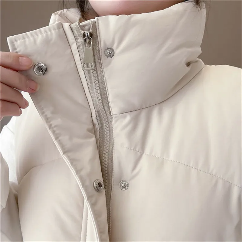 2023 New Women's Vest Jacket Down Cotton Vest Autumn Winter Jacket Thicken Loose Long Coat Female Sleeveless Waistcoat Snow Wear images - 6
