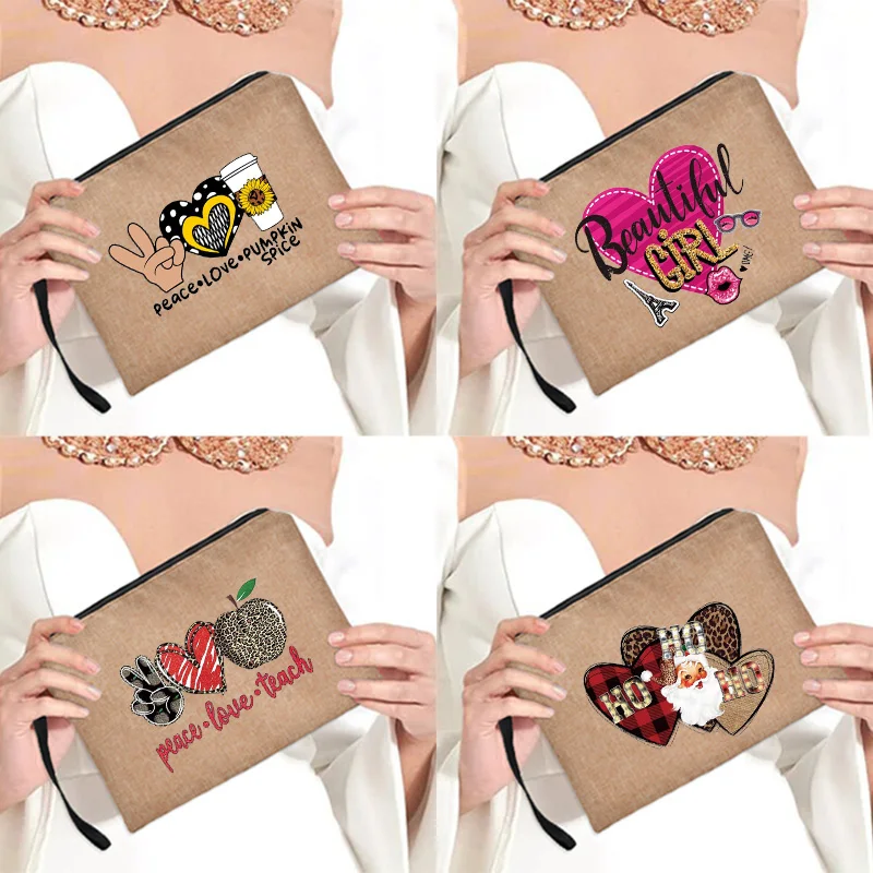 

Floral Pattern Cosmetic Clutch Bag Women's Sanitary Towel Storage Pouch Coin Card Lipstick Set Bag Outdoor Travel Ladies Linen