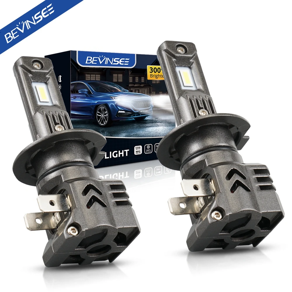 

Bevinsee H7 H4 H1 LED Headlight 50W 9005 HB3 9006 HB4 Car Headlamp Bulbs 12V 6000LM 6000K White, Plug and Play LED Lamp, S350