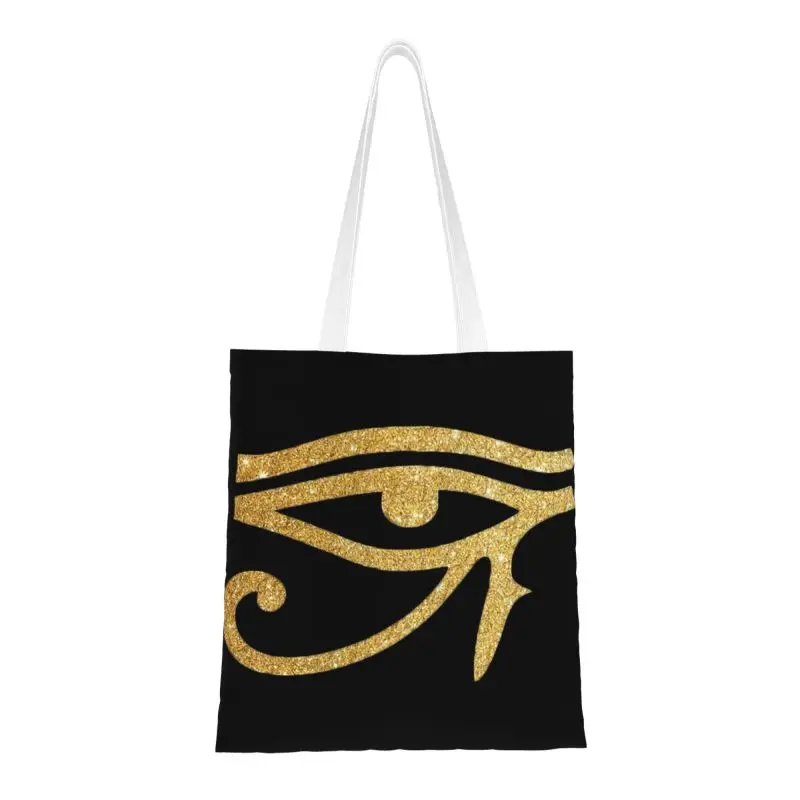 

Reusable Egypt Eye Of Horus Shopping Bag Women Shoulder Canvas Tote Bag Portable Ancient Egyptian Culture Groceries Shopper Bags