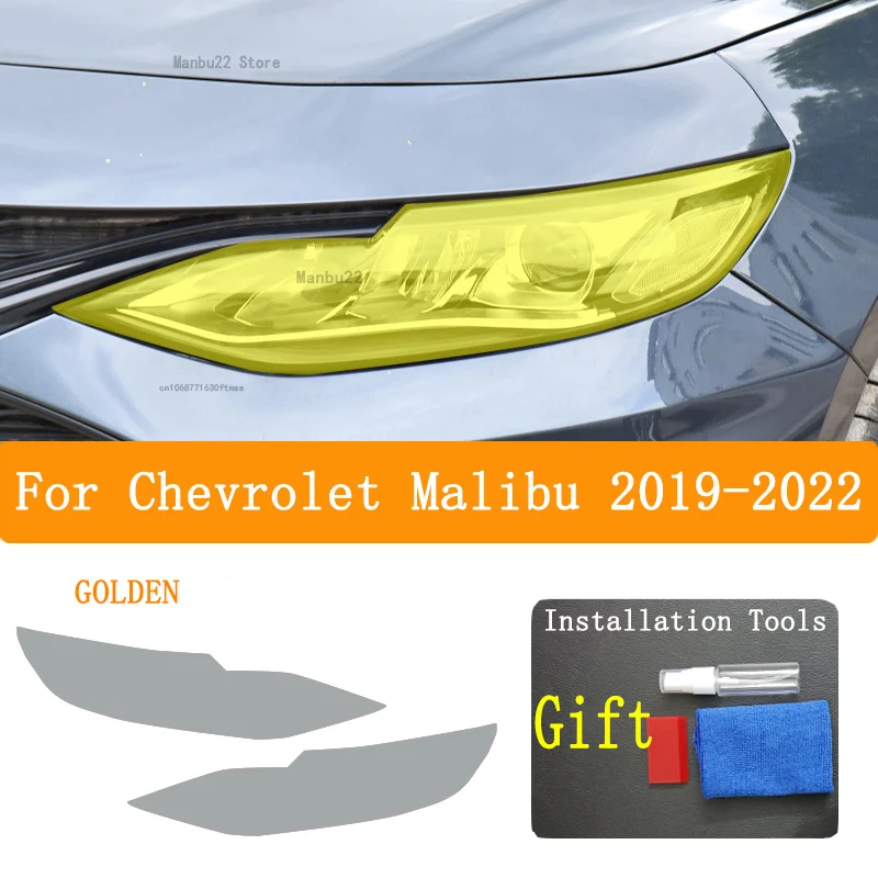 Прозрачная Черная защитная пленка для автомобильных фар Chevrolet Malibu 2019-2022