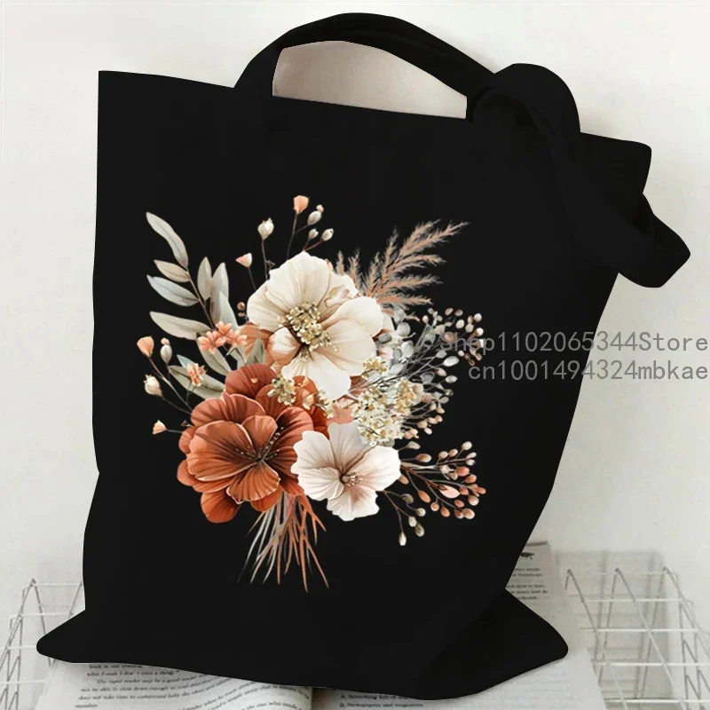 Холщовая большая сумка в стиле бохо с лавандовым принтом женская эстетичная