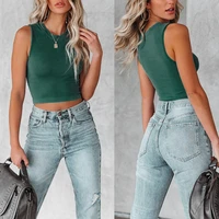 sexy corset crop top halter backless slim female tank tops ropa aesthetic summer solid color basic bar party camisole