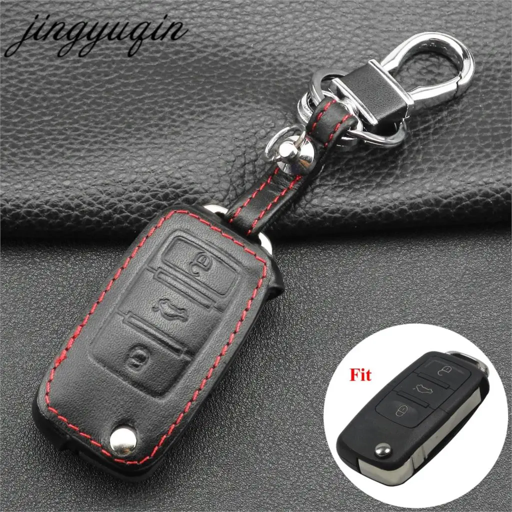 

Кожаный чехол для ключей от автомобиля jingyuqin для VW Passat CC POLO Golf GTI jetta Tiguan Gol CrossFox Eos Scirocco Beetle для Skoda Seat