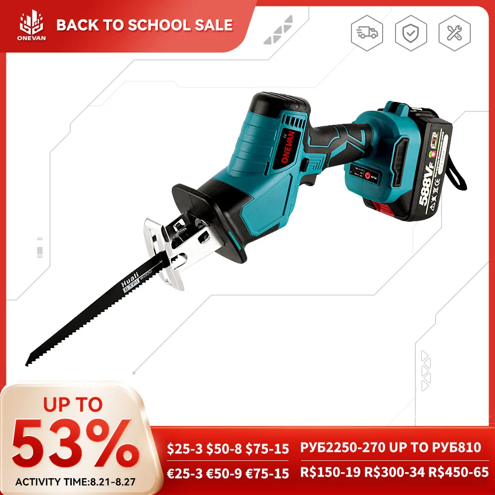 ONEVAN 3600W 12000SPM Brushless Cordless Electric Reciprocating Saw Variable Speed Metal Wood Cutter Tool For Makita 18V Battery