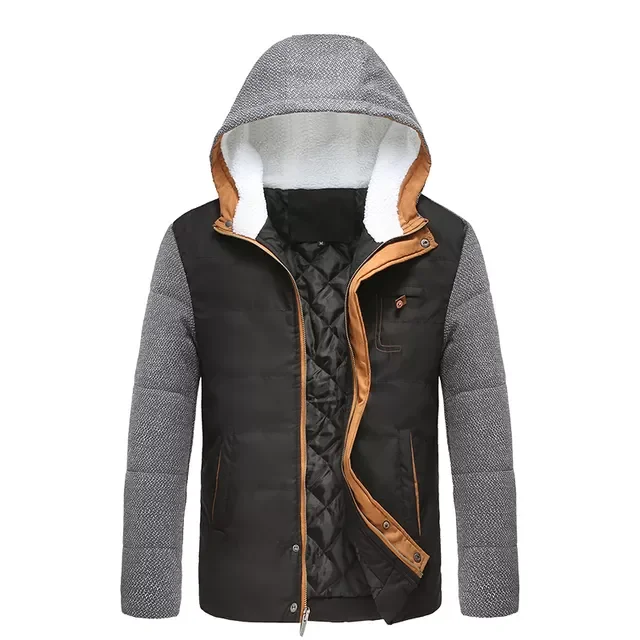 

2023New Winter Coat Men's Warm Parkas Thick Fleece Cotton Coats Slim Male Jackets Hooded Coat Mens Brand Clothing SA830
