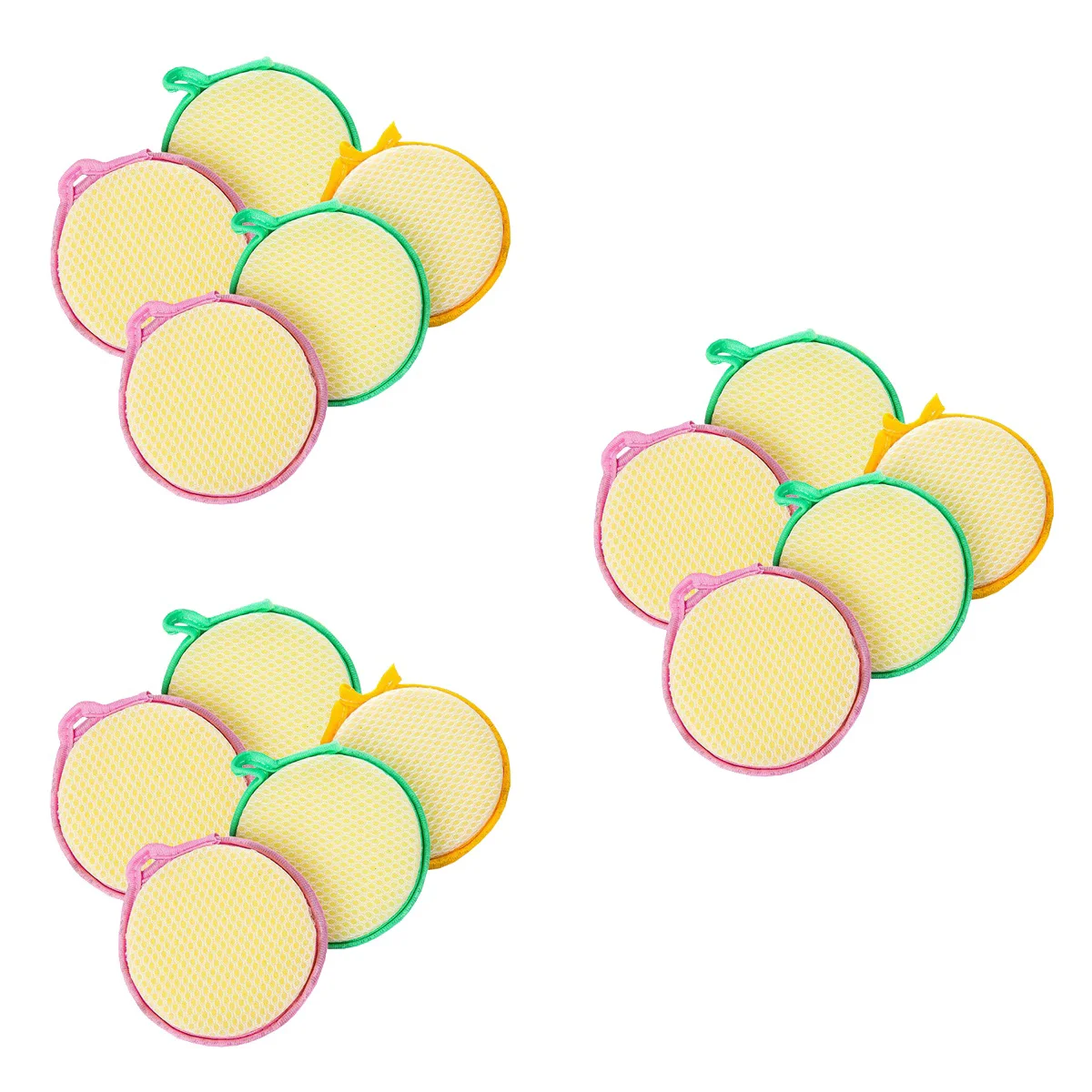 

Double-side Round Sponge Scouring Pad Home Household Kitchen Dishwashing Sponge Cleaning Pad Sponge Cloth )