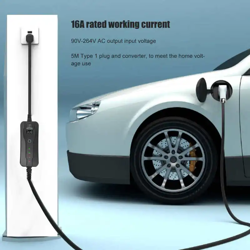 Автомобильное зарядное устройство для электромобиля 16 А 5 м кабель зарядки тип 1