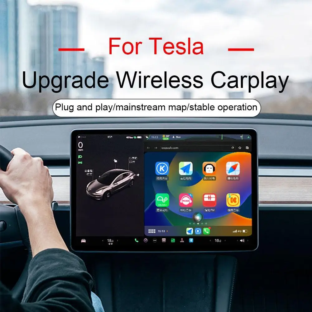

CarlinKit T2C Mini Carplay для Tesla Model 3/ X/Y/S, беспроводная коробка, Wi-Fi, Bluetooth адаптер, Apple CarPlay Dongle, онлайн-обновление OTA