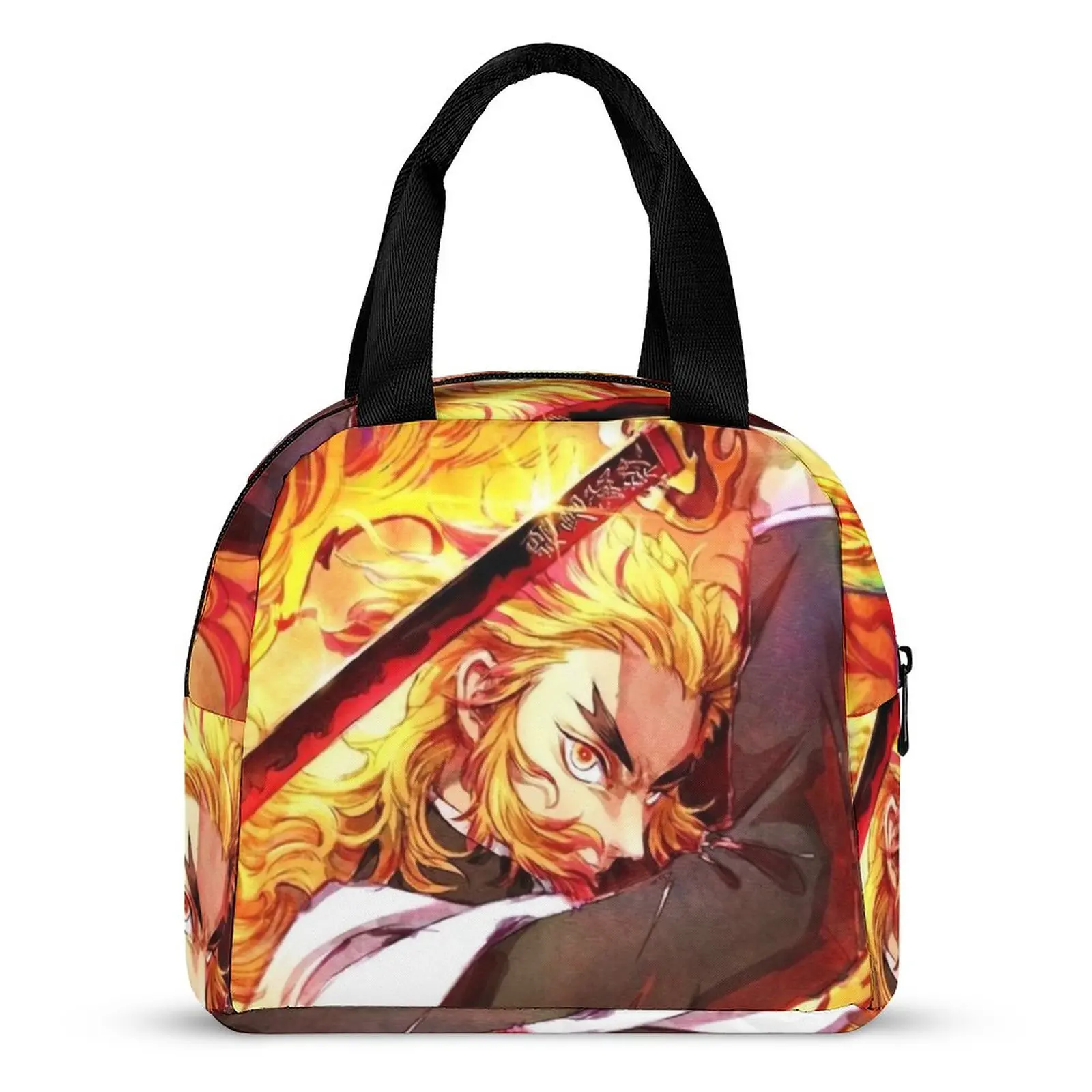 

Demon Slayer Anime Lunch Bag Kimetsu No Yaiba Portable Lunch Box Child Travel Print Cooler Bag Fashion Oxford Tote Food Bags