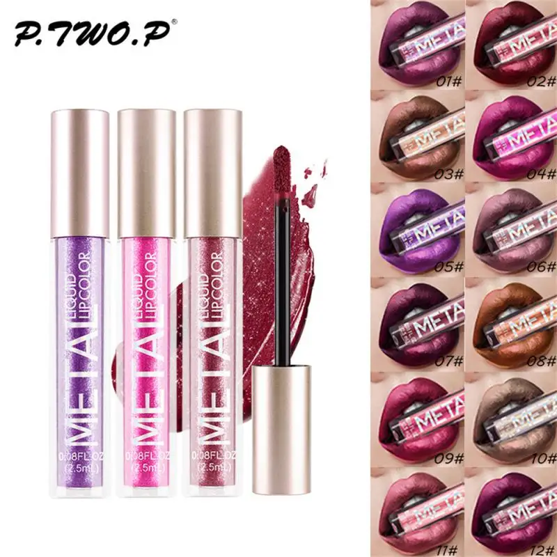 

12 Color Matte Glitter Liquid Lipstick Makeup Waterproof Metallic Lip Gloss Long-lasting Shimmer Lipgloss Tint Charming Cosmetic