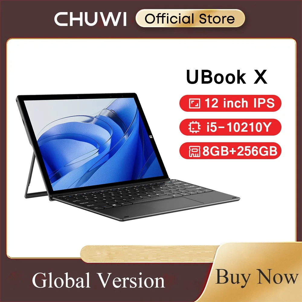 CHUWI UBook X планшет Intel i5 10210Y 2 в 1, планшетный ПК 12 дюймов, 2K IPS Windows 11, 8 ГБ, 256 ГБ, 2,4 ГБ